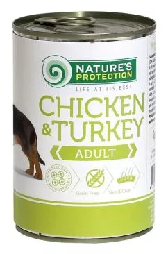 Влажный корм для взрослых собак всех пород Nature's Protection Adult Chicken&Turkey 400г (KIK24630)