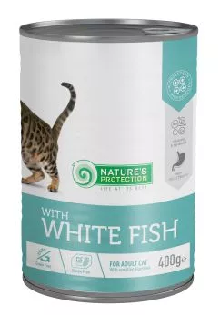 Вологий корм для дорослих котів з білою рибою Nature's Protection with White Fish 400 г (KIK45609)
