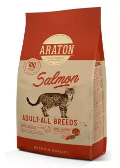 Cухий корм з лососем для дорослих котів Araton Salmon Adult All Breeds 1,5кг (ART45646)