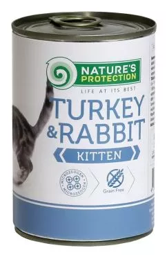 Вологий корм для молодих кошенят Nature's Protection Kitten Turkey&Rabbit 400г (KIK24634)