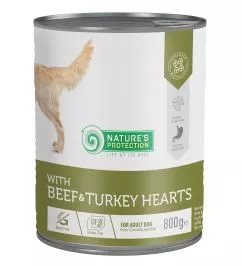 Вологий корм для дорослих собак Nature's Protection with Beef & Turkey Hearts 800 г (KIK45604)