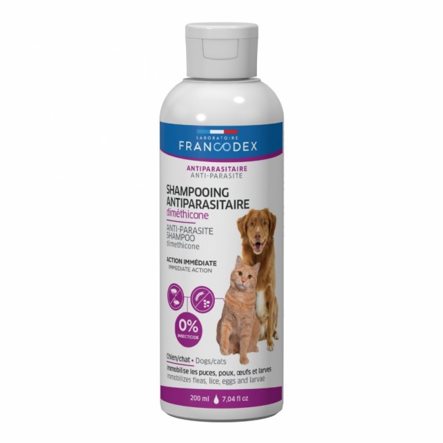 М'який шампунь FRANCODEX Anti-parasite Dimethicone Shampoo з диметиконом для котів та собак (172466)