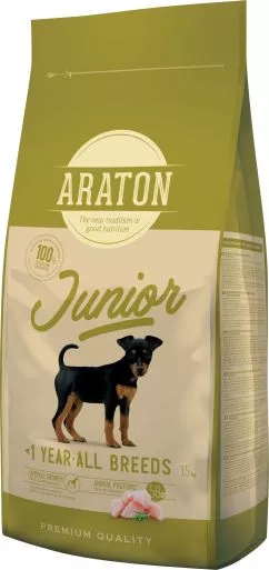 Cухий корм для цуценят усіх порід Araton Junior All Breeds 15кг (ART45637)