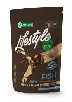 Сухий корм Nature's Protection Lifestyle Grain Free White Fish Sterilised Adult Cat 400г (NPLS45801)