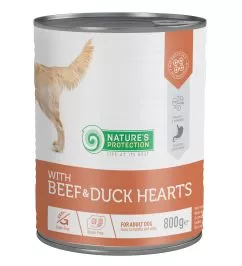 Вологий корм для дорослих собак Nature's Protection with Beef & Duck Hearts 800 г (KIK45605)