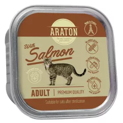 Вологий корм для дорослих стерилізованих котів з лососем Araton Adult cat with Salmon, 85 г (KIK45698)