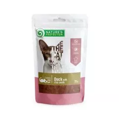 Ласощі для котів, снеки з качкою і чіа, Nature's Protection snack for cats with duck with chia seeds, 75г (SNK46113)