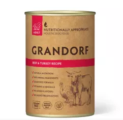 Вологий корм Grandorf для собак з яловичиною та індичкою, 400 г (70607)