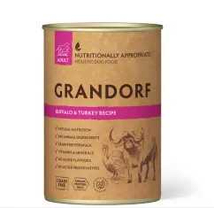 Вологий корм Grandorf для собак з м'ясом буйвола та індичкою, 400 г (70601)