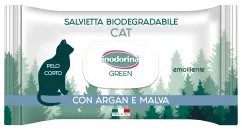 Біорозкладні вологі серветки Inodorina Green Emolliente con argan e malva для короткошерстних котів з мальвою та аргановим маслом 30 шт (230.0140.005)