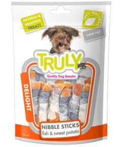 Ласощі Truly Nibble sticks fish sweet potato для собак батат в рибній шкірці, 90 г (6553-1)