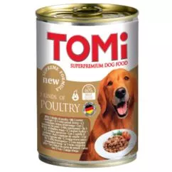 Вологий корм TOMi 3 ВИДА ПТАХУ (3 kinds of poultry) консерв для собак , 0.4 кг (1608)