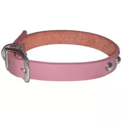 Нашийник Coastal Circle-T Fashion шкіряний для собак , Рожевий з клепками , 1,6 х 35 см (01705S_PNK14)