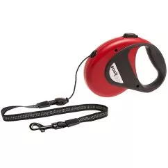 Поводок рулетка Flamingo Dogx2GO Cord S ФЛАМИНГО КОРД для собак до 12 кг, светоотражающий шнур, 8м, Красный (1030030)