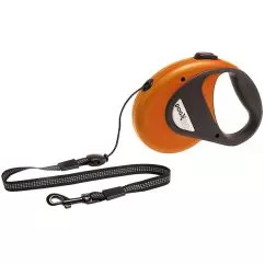 Поводок рулетка Flamingo Dogx2GO Cord S ФЛАМИНГО КОРД для собак до 12 кг, светоотражающий шнур, 8м, Оранжевый (1030032)