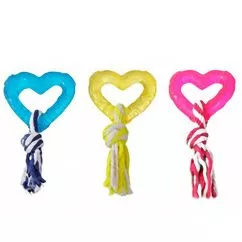 Іграшка Flamingo GOOD4FUN HART WITH ROPE серце з мотузкою для собак, гума , 8 см (1031010)