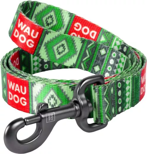 Повідець для собак нейлоновий Collar WAUDOG Nylon, малюнок "Етно зелений", L, Ш 25 мм, Дов 122 см (4657) - фото №2