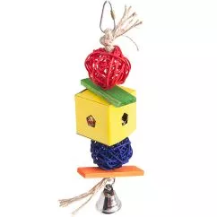 Игрушка Flamingo Papyr Parakeet Toy Cube Small ФЛАМИНГО ПАРАКИТ плетеная подвесная для средних, 7,5х5х24 см (110082)