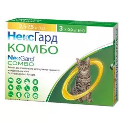 Капли NexGard Combo НЕКСГАРД КОМБО от блох, клещей, гельминтов для кошек 2.5-7.5кг, 3 шт./пак. (цена за 1 аппликатор) (169803)