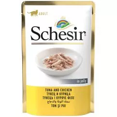 Влажный корм Schesir ТУНЕЦ С КУРКОМ (Tuna Chicken) в желе консервы для кошек, пауч 0,085 кг (171016)