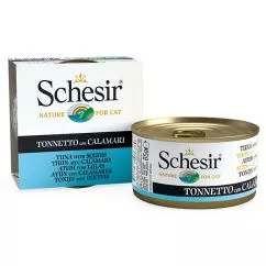 Влажный корм Schesir ТУНЕЦ КАЛЬМАР (Tuna Squid) в желе консервы для кошек 0,085 кг (172716)