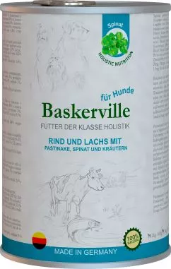 Влажный корм для собак Baskerville Holistic Rind und Lachs лосось и говядина 800 г (4250231541889)