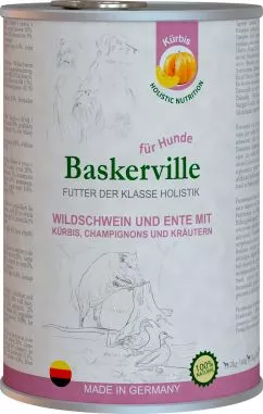 Влажный корм для собак Baskerville Holistic Wildschwein und Ente Mit Kurbis Кабан и утка с тыквой 800 г (4250231541872)