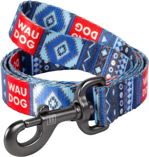 Повідець для собак нейлоновий Collar WAUDOG Nylon, малюнок "Етно синій", L, Ш 25 мм, Дов 122 см (4601) - фото №2