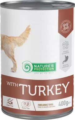Вологий корм для дорослих собак Nature's Protection Nature's Protection with Turkey з індичкою 400 г (KIK45601) (4771317456014)