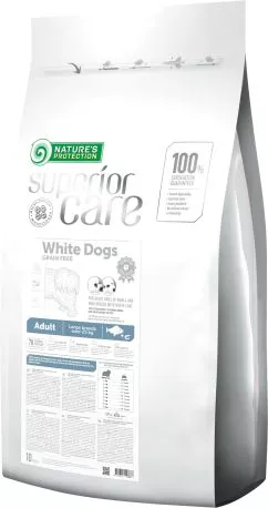 Сухой беззерновой корм Nature's Protection для взрослых собак больших пород с белой шерстью, с белой рыбой 10 кг (NPSC46339) (4771317463395)