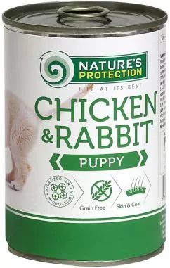 Вологий корм для цуценят Nature's Protection Puppy chicken & rabbit з куркою і кроликом 400 г (KIK45090) (4771317450906)