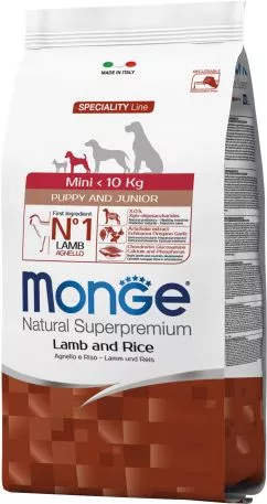 Сухий корм для собак Monge Mini Puppy Lamb/Rice зі смаком ягняти 800 г (8009470011518)