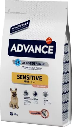 Сухой корм для взрослых собак маленьких пород Advance Mini Sensitive с чувствительным пищеварением 3 кг (8410650215150)