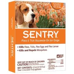 Капли SENTRY (Сентри) от блох, клещей и комаров для собак весом 7-15 кг, 1.5мл (23630R1)