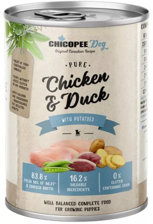 Упаковка консервов для щенков Chicopee Джуниор курица и утка 6 шт по 400 г (4015598019040) - фото №2
