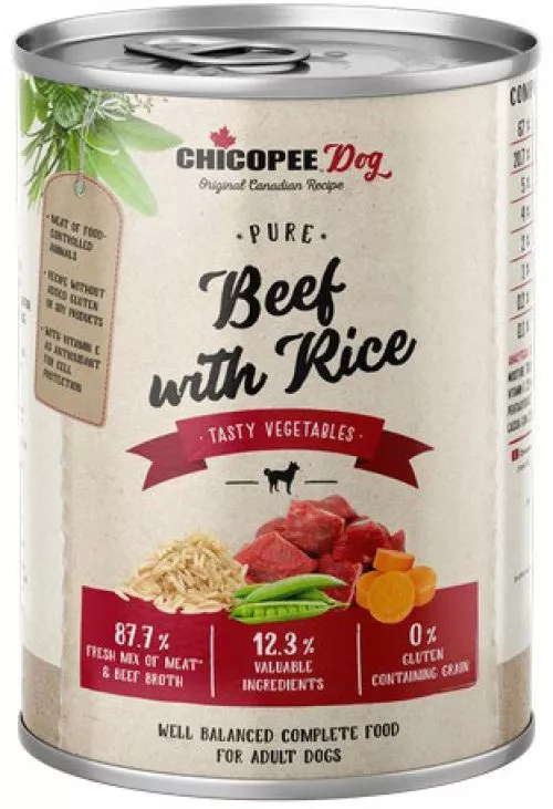 Упаковка консерв для собак Chicopee говядина с рисом 6 шт по 400 г (4015598019026) - фото №2