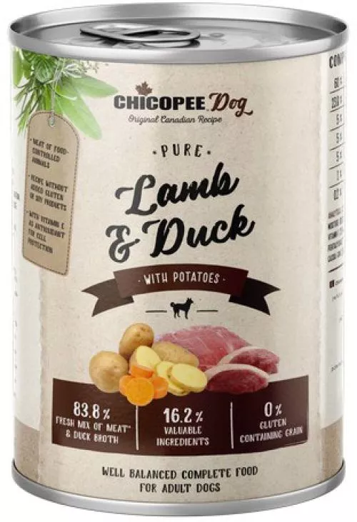 Упаковка консерв для собак Chicopee ягненок с уткой 6 шт по 400 г (4015598019002) - фото №2