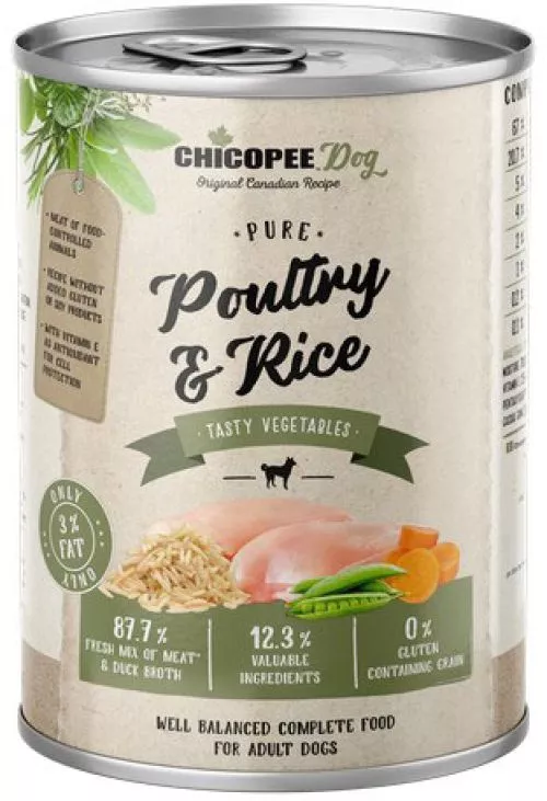Упаковка консерв для собак Chicopee птица с рисом 6 шт по 400 г (4015598018968) - фото №2