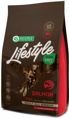 Сухий беззерновий корм для собак Nature's Protection Lifestyle Grain Free Salmon Adult All Breeds з лососем 1.5 кг (NPLS45677) (4771317456779)