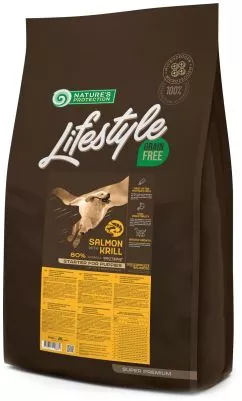 Сухой беззерновой корм для щенков Nature's Protection Lifestyle Grain Free Salmon с лимоном и крилем 10 кг (NPLS45683) (4771317456830)