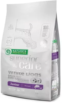 Сухий беззерновий корм для юніорів Nature's Protection Superior Care White Dogs Grain Free Junior All Breeds 10 кг (NPSC45672) (4771317456724)