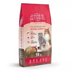 Сухой корм Home Food для взрослых кошек «Мясное ассорти» 10кг (3138100)