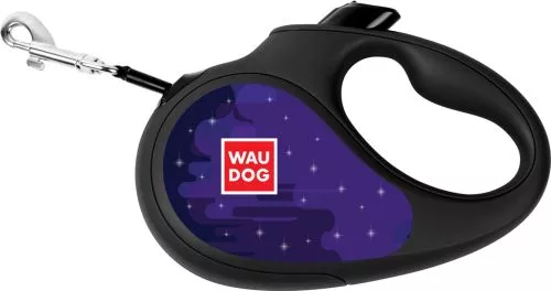 Повідець-рулетка для собак WAUDOG R-leash, малюнок "Більше космосу", світловідбивна стрічка, L, до 50 кг, 5 м, Чорний (8126-0126-01Collar) - фото №3