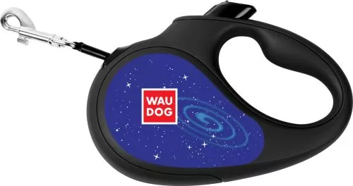 Повідець-рулетка для собак WAUDOG R-leash, малюнок "Космос. Ракета", світловідбивна стрічка, M, до 25 кг, 5 м, Чорний (8125-0125-01Collar) - фото №3
