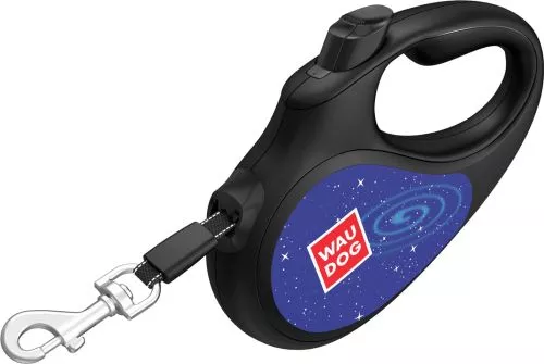 Повідець-рулетка для собак WAUDOG R-leash, малюнок "Космос. Ракета", світловідбивна стрічка, M, до 25 кг, 5 м, Чорний (8125-0125-01Collar) - фото №4