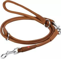 Поводок-перестижка для собак кожаный Collar WAUDOG Soft, круглый, S-M, Д 10 мм, Длинна 183см (73676)