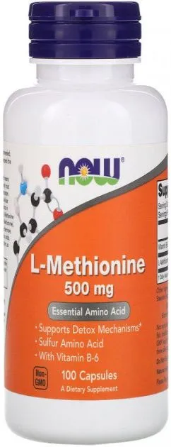 Метионин L-Methionine, 100 Capsules NOW Foods 500 мг (NOW-00117)
