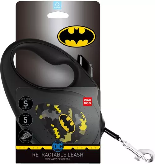 Повідець-рулетка для собак Collar WAUDOG R-leash, малюнок "Бетмен Візерунок", S, до 15 кг, 5 м, світловідбиваюча стрічка (8124-1006-01) - фото №2