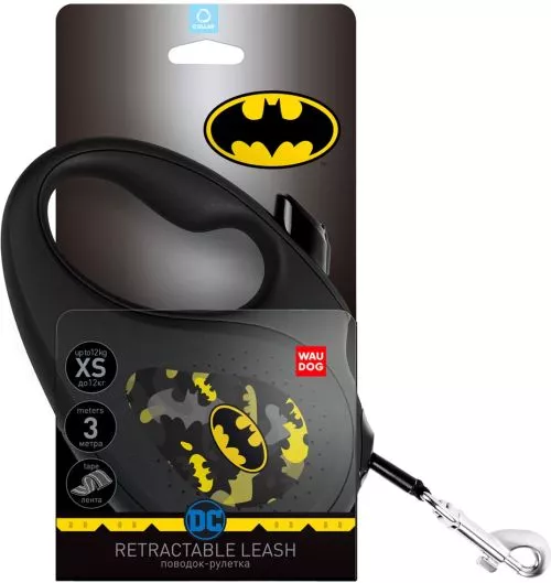 Повідець-рулетка для собак Collar WAUDOG R-leash, малюнок "Бетмен Візерунок", XS, до 12 кг, 3 м, світловідбиваюча стрічка (8123-1006-01) - фото №2