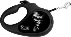 Повідець-рулетка для собак Collar WAUDOG R-leash, малюнок "Джокер Чорний", S, до 15 кг, 5 м, світловідбиваюча стрічка (8124-1027-01)